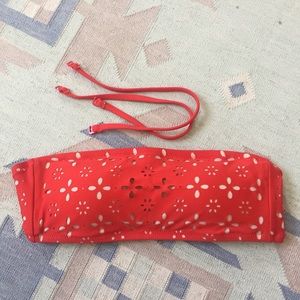 J. Crew Eyelet Red Bikini Top XS